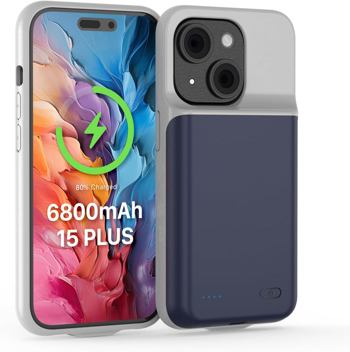 TQTHL Akkuhülle für iPhone 15 Plus, [ 6800mAh ] Zusatzakku Ladehülle Akku hülle Handyhülle,wiederauf