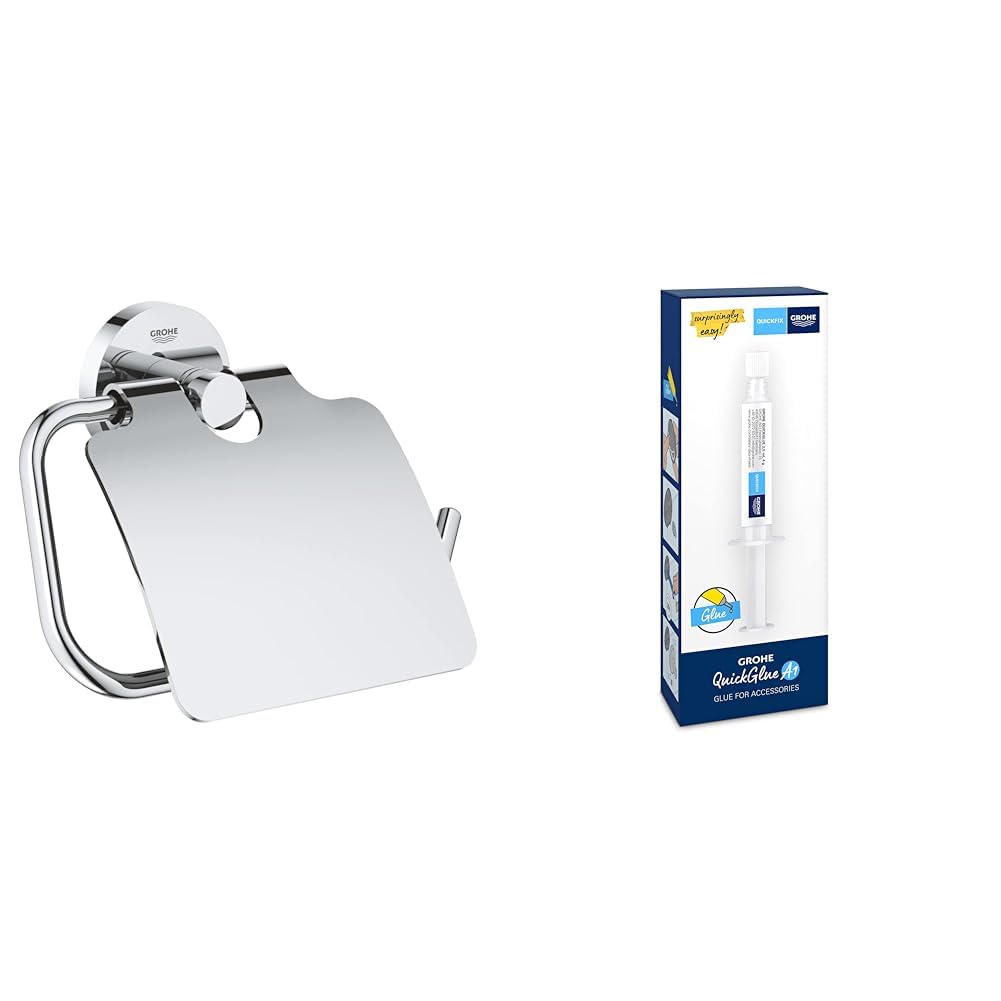 GROHE Start - Papierhalter (Material: Metall, verdeckte Befestigung, mit Deckel, langlebig), Chrom,