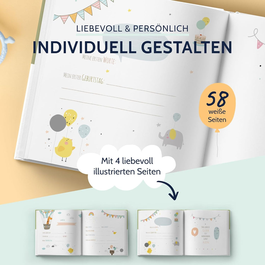 goldbuch Babyalbum Ballonfahrt im kindgerechten Design, Kunstdruck Fotoalbum mit 60 weisse, Pergamin