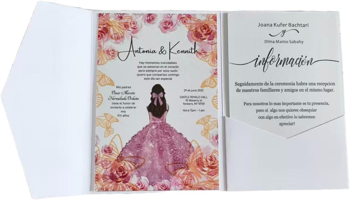 MillaSaw Enveop Einladungskarte für Hochzeit, Verlobung, Geburtstag, Quinceanera, Weiss, 25 Stück, w