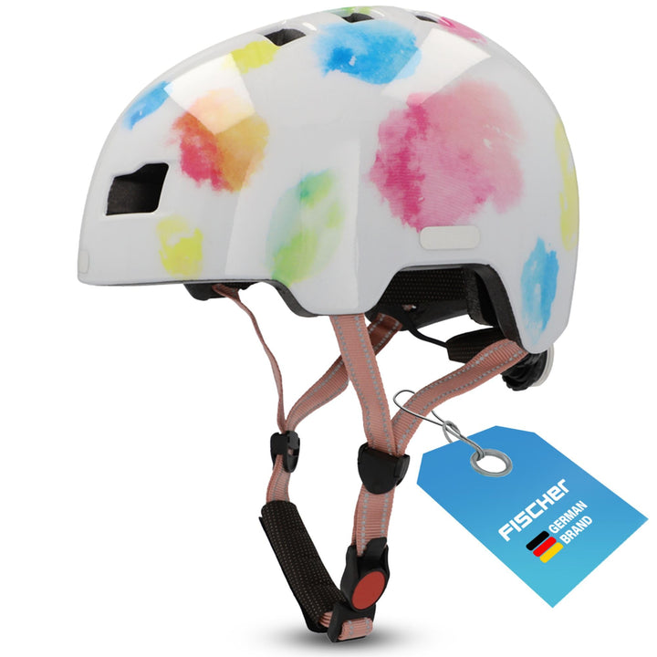 FISCHER BMX Kinder-Helm, Fahrradhelm, Radhelm, Dirt Bike Helm Plus mit integriertem LED-Rücklicht, S