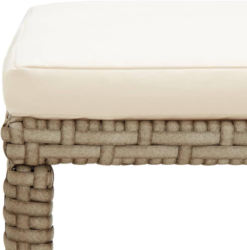 vidaXL 2X Gartenhocker mit Sitzkissen Sitzhocker Hocker Rattanhocker Gartenmöbel Fusshocker Garten B