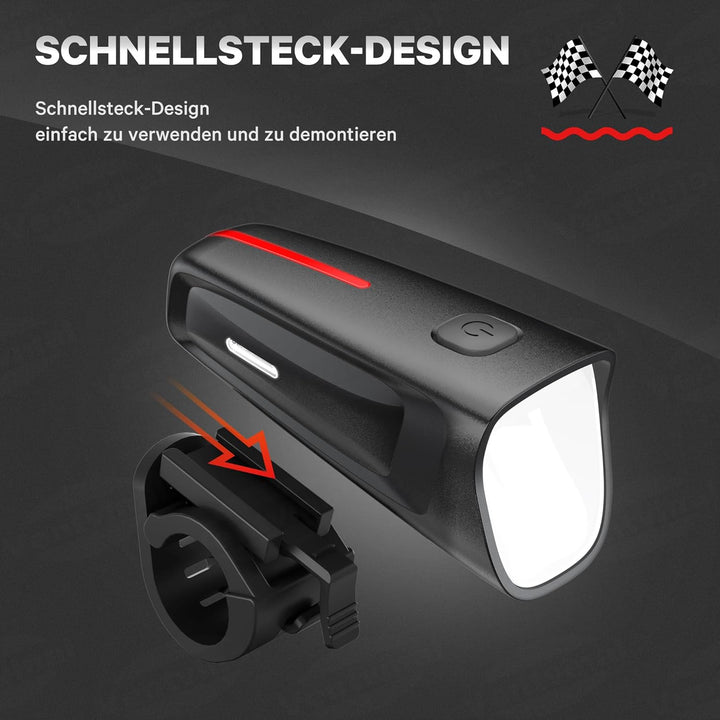 LED Fahrradlicht Vorne 100 LUX, Fahrradbeleuchtung stvzo zugelassen, Fahrradlampe USB Aufladbar mit