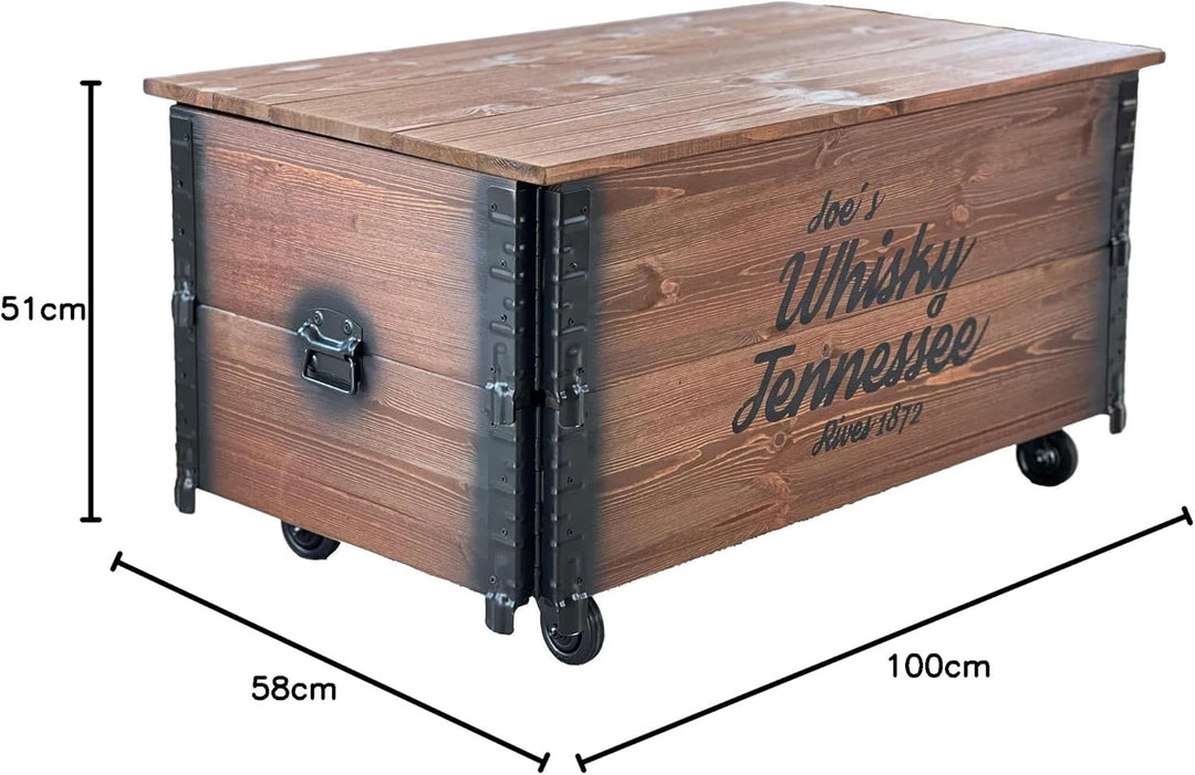 Uncle Joe´s Couchtisch XL Whisky Truhentisch Truhe im Vintage Shabby chic Style aus Massiv-Holz in b