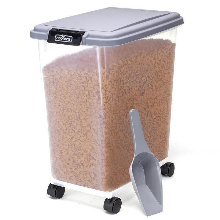 Nobleza - Futterbehälter für Haustiere 30 L, für Haustiere, Lebensmittelbox mit Rädern, Klappdeckel,