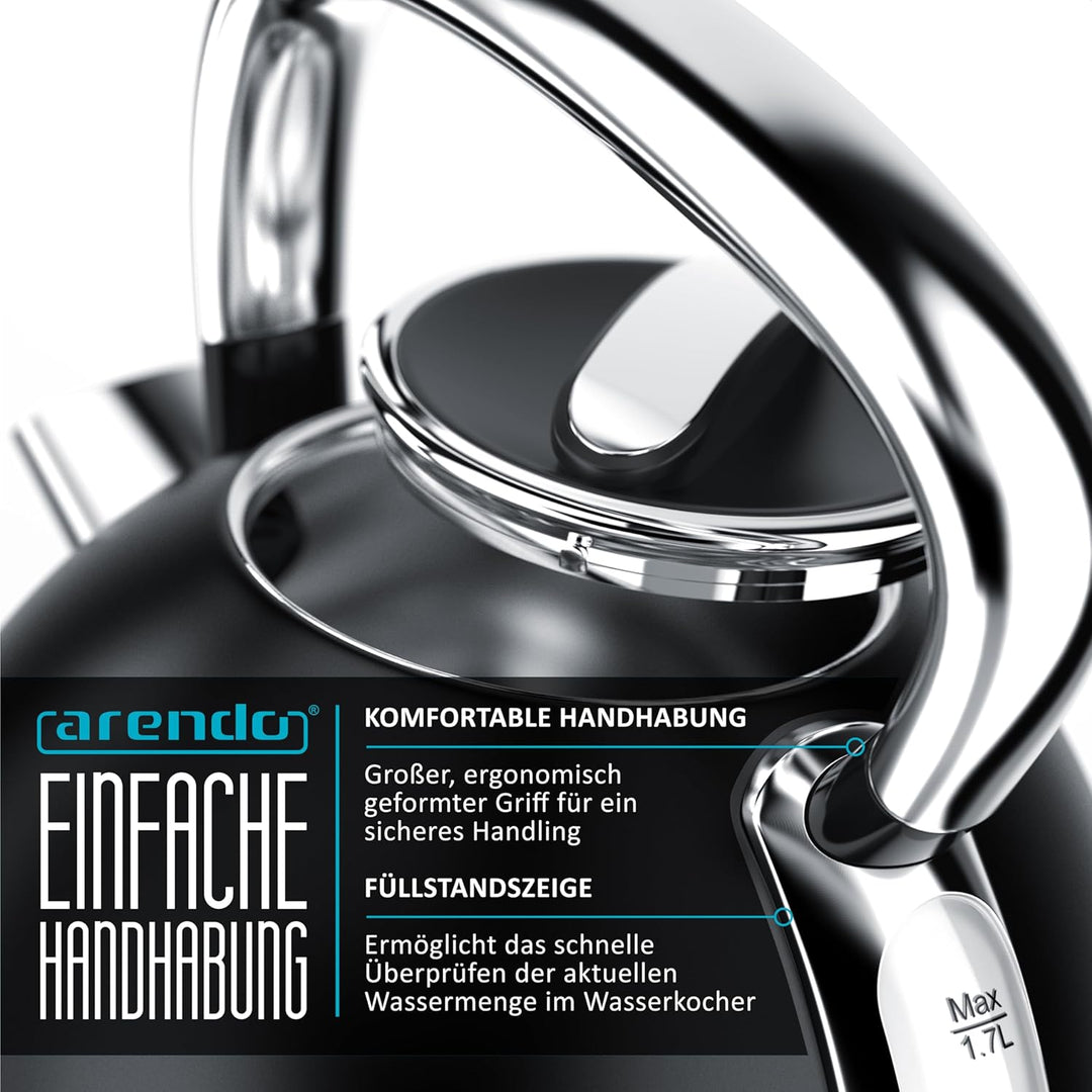 Arendo - Wasserkocher Edelstahl mit Temperatureinstellung - LED Anzeige mit Touch Panel - Wasserkess
