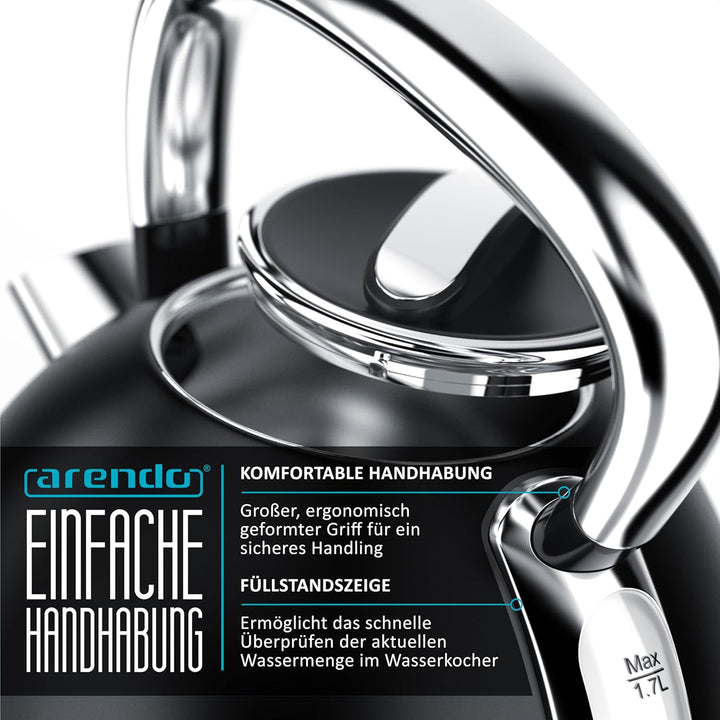 Arendo - Wasserkocher Edelstahl mit Temperatureinstellung - LED Anzeige mit Touch Panel - Wasserkess