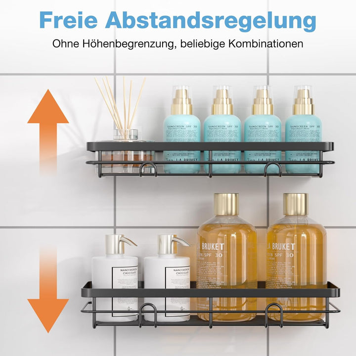 Duschablage Ohne Bohren, 5 Stück Badezimmer Organizer, Duschregal Ohne Bohren, Duschregal Ecke mit H