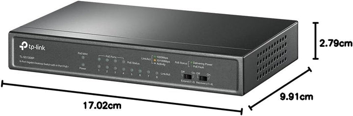 TP-Link TL-SG1008P 8 Port PoE Switch mit 4 PoE+ Ports (64 Watt, IEEE-802.3af/at PoE,lüfterlos, Plug-