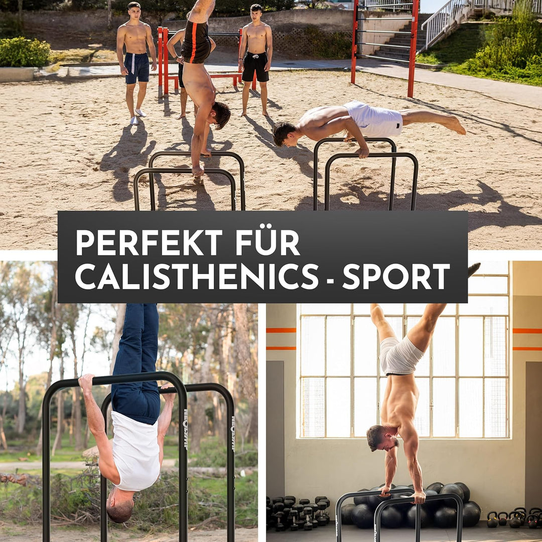 NEOLYMP Dip Barren Calisthenics Equipment – 400kg belastbare Dip Station mit E-Book - verstellbare B