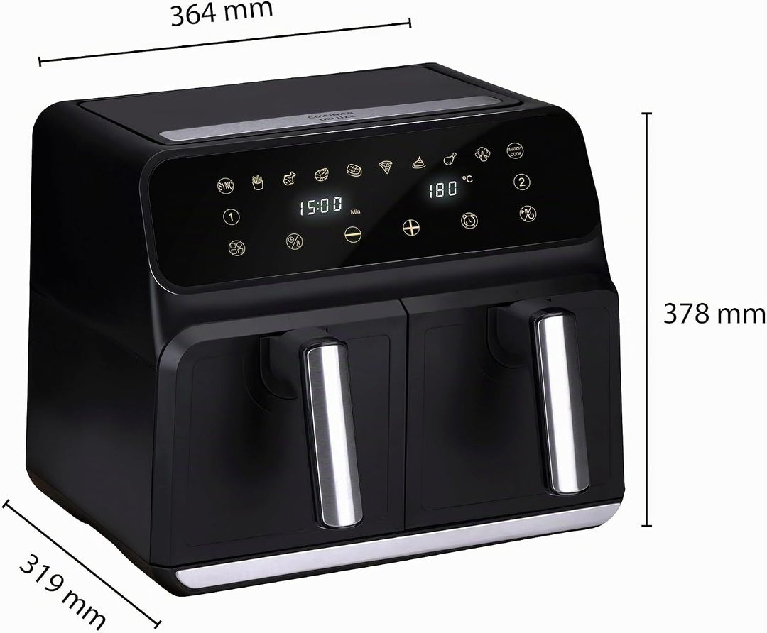 alpina Doppel Heissluftfritteuse 8L - Airfryer 1700W - Heissluftfritteuse für Braten, Frittieren und