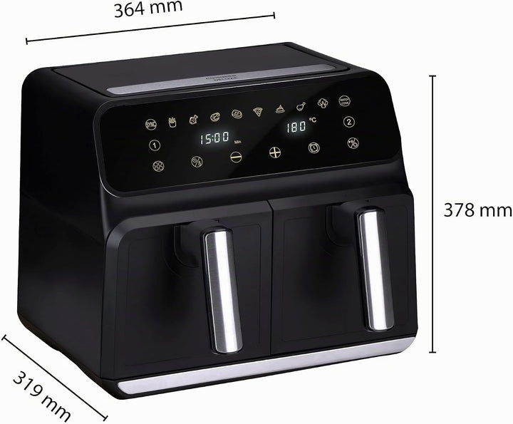 alpina Doppel Heissluftfritteuse 8L - Airfryer 1700W - Heissluftfritteuse für Braten, Frittieren und