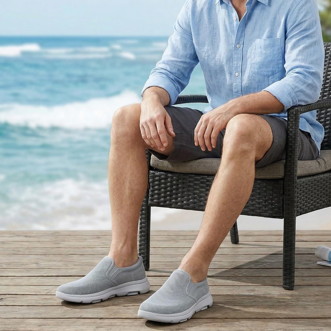 TIOSEBON Herren Slip On Loafers Bequeme Freizeitschuhe für Tennis Arbeit und Autofahren 42 EU A Grau