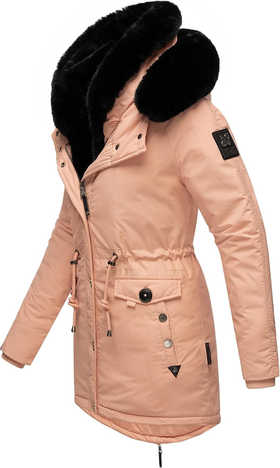 Navahoo Damen Warmer Winterparka mit doppelter Kunstpelz-Kapuze Sweety Deluxe XS-XXL XS Rose, XS Ros