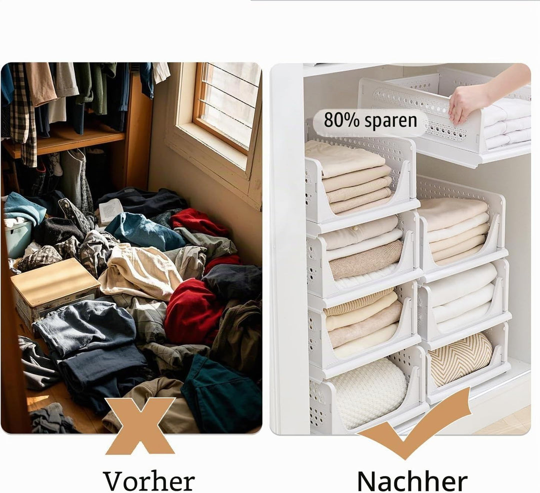 RMAN 6 Stück Kleiderschrank Organizer Faltbare Schrank Organizer Schubladenboxen Stapelbar Aufbewahr