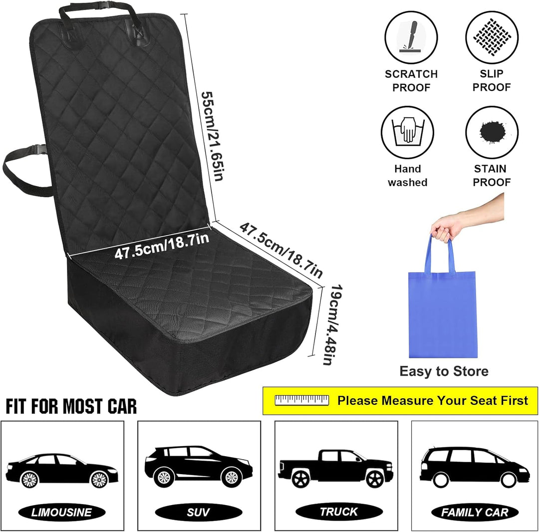 Satisby Auto Vordersitzbezug für Hunde- H55cm*W47.5cm Universell rutschfest Verstellbar Hund Autosit