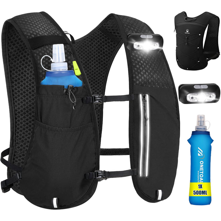 Laufweste Damen &amp; Herren mit 500ml Trinkflasche, Reflektierende Running Vest für Bessere Sichtbarkei