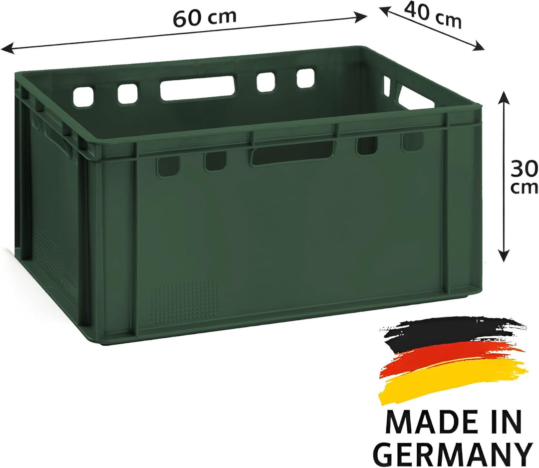 BURI Fleischerkiste 2x Metzgerkiste 60x40x30cm Lagerkiste E3 hoch | Extrem robuste Stapelkiste | Fle