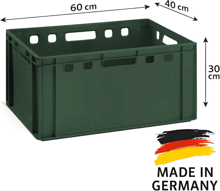 BURI Fleischerkiste 2x Metzgerkiste 60x40x30cm Lagerkiste E3 hoch | Extrem robuste Stapelkiste | Fle