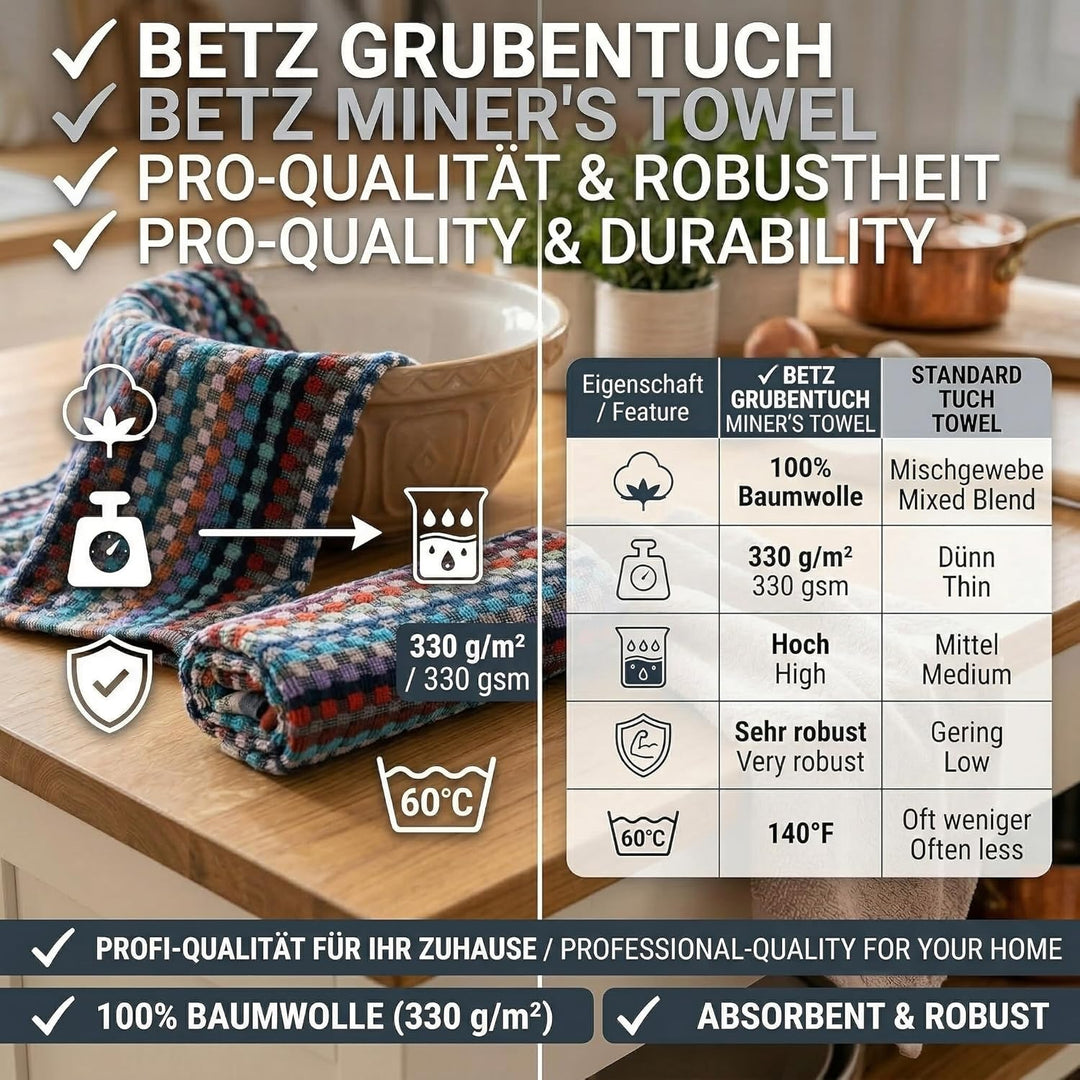 Betz Grubentuch 3er Set Helgoland 50x90 cm – Arbeitshandtuch & Küchentuch aus 100% Baumwolle 330 g/m