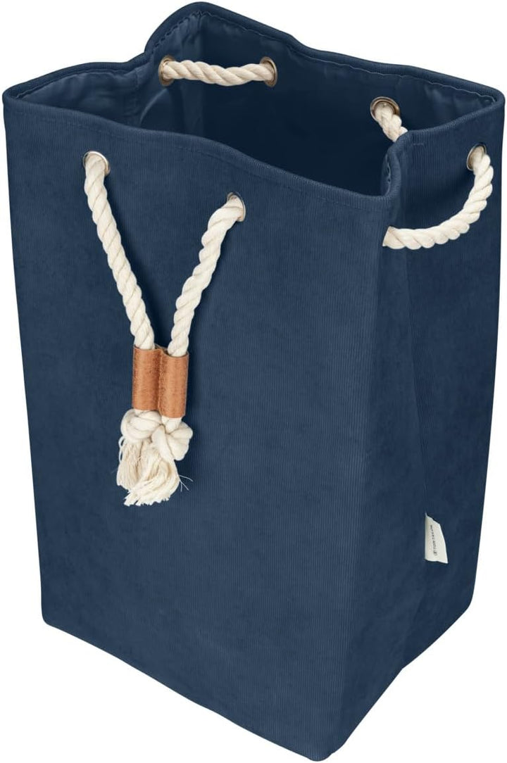 TOM TAILOR Faltbarer Wäschekorb navy gross | Wäschesammler mit Kordelgriff | Wäschesack faltbar für