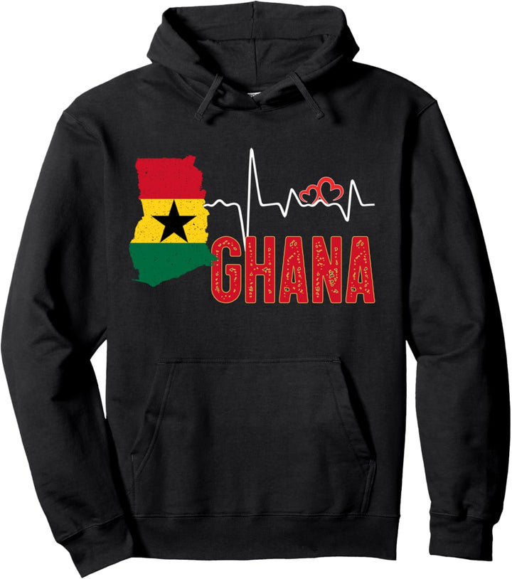 Ghana Flag Map Heartbeat Design für ghanaischen Stolz Pullover Hoodie