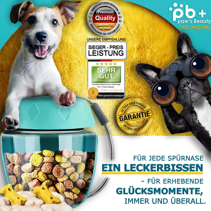 NEU 3er GESCHENKESET | Innovative 550ml Hundetrinkflasche für unterwegs | inkl. Futterbehälter & Zah
