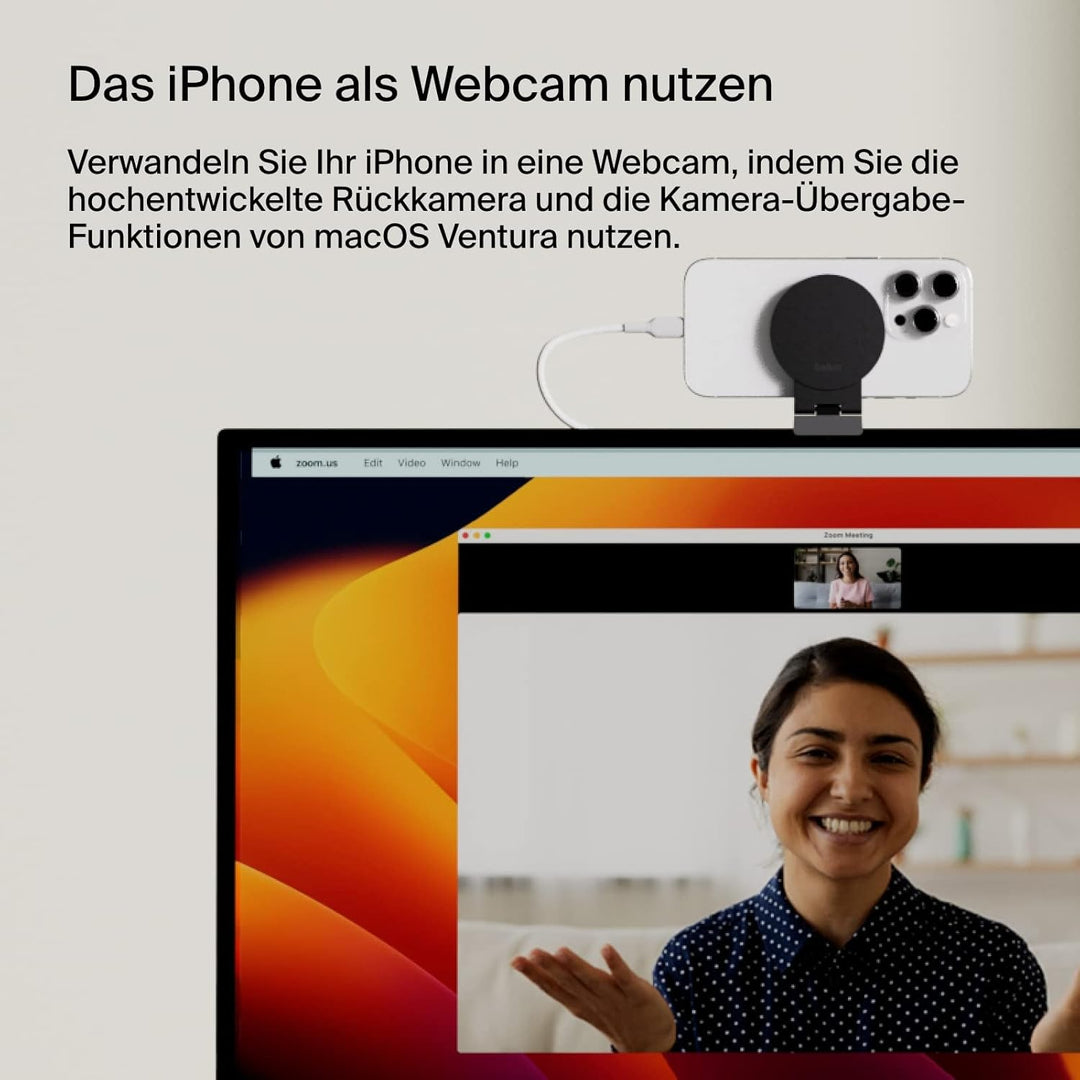 Belkin neigbarer iPhone-Halter mit MagSafe für Mac-Notebooks; einfache magnetische Befestigung zum G