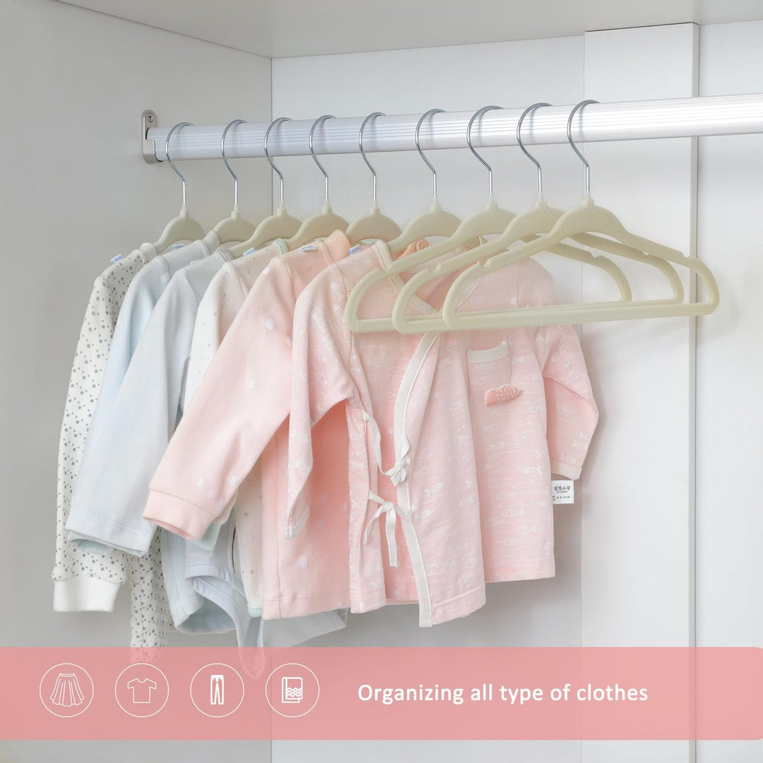 ManGotree 28 cm Baby-Samtbügel, rutschfeste Kinderkleiderbügel mit 360°-Drehhaken, Ultradünne Filz-K