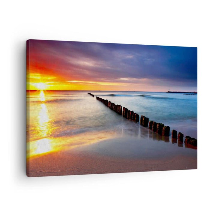 Bilder auf Leinwand Meer Küste Strand Sonnenaufgang Leinwandbild 70x50cm Wandbilder Dekoration Wohnz