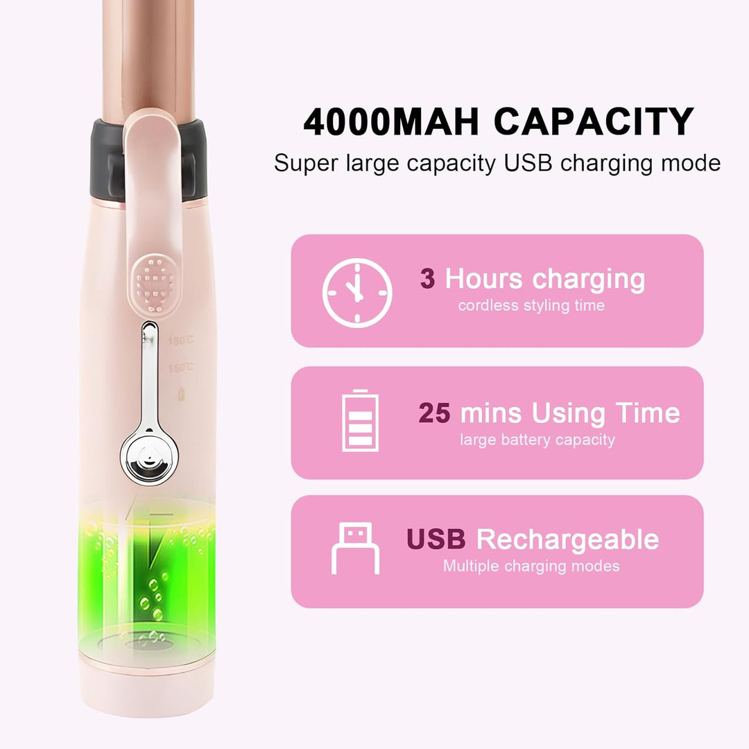 Yuehuamech Schnurloser Mini- Lockenstab 19mm Lockenstab Lockenstab Trommel Keramik Glätteisen USB Wi