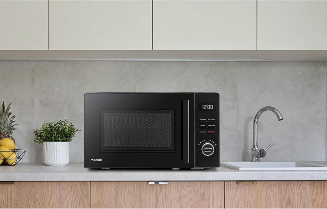 MEDION Mikrowelle klein mit Grill (20 Liter, 800 Watt, 1000 Watt Grill, 8 Automatik-Programme inkl.