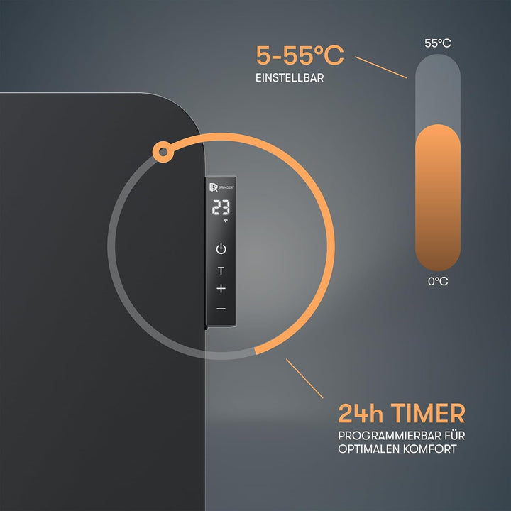 BR Bringer Metall Infrarotheizung 450 Watt mit Smart Thermostat und Fernbedienung, WIFI und App - al