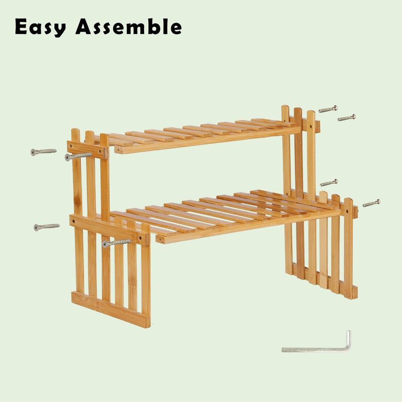 2-stöckiges Bambus-Pflanzenregal, 40 cm Innen-Sukkulentenständer, Multi-Pflanzenständer, Tisch-Pflan