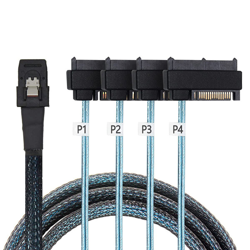 NFHK Internal 36 Pin Mini SAS SFF-8087 Host to 4 SFF-8482 Target SAS Hard Disk and SATA Power Cable