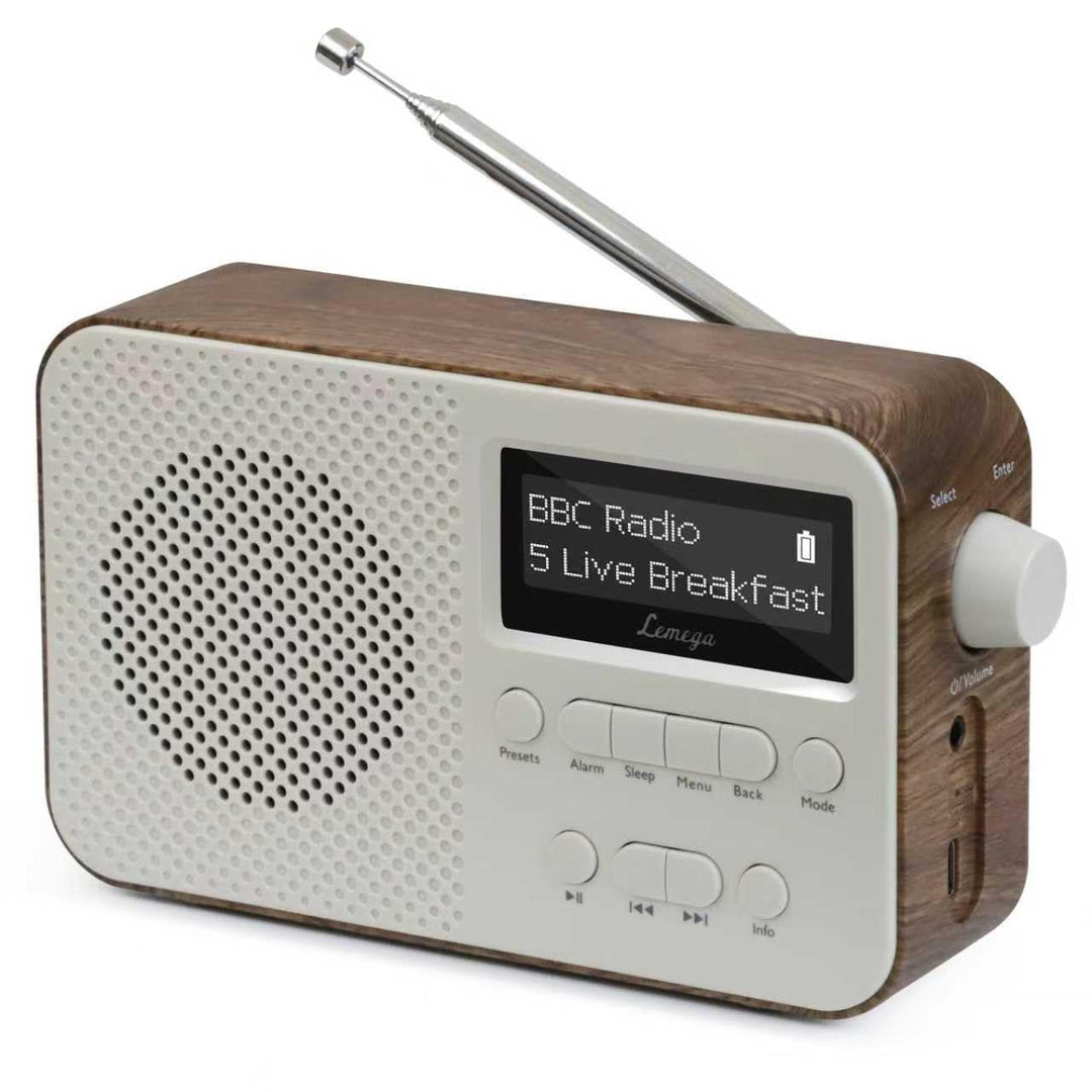 LEMEGA PR2-Max DAB/DAB+ Digitalradio,Bluetooth 5.3,AA-Batterie, Walnuss | 10std akku oder netzbetrie