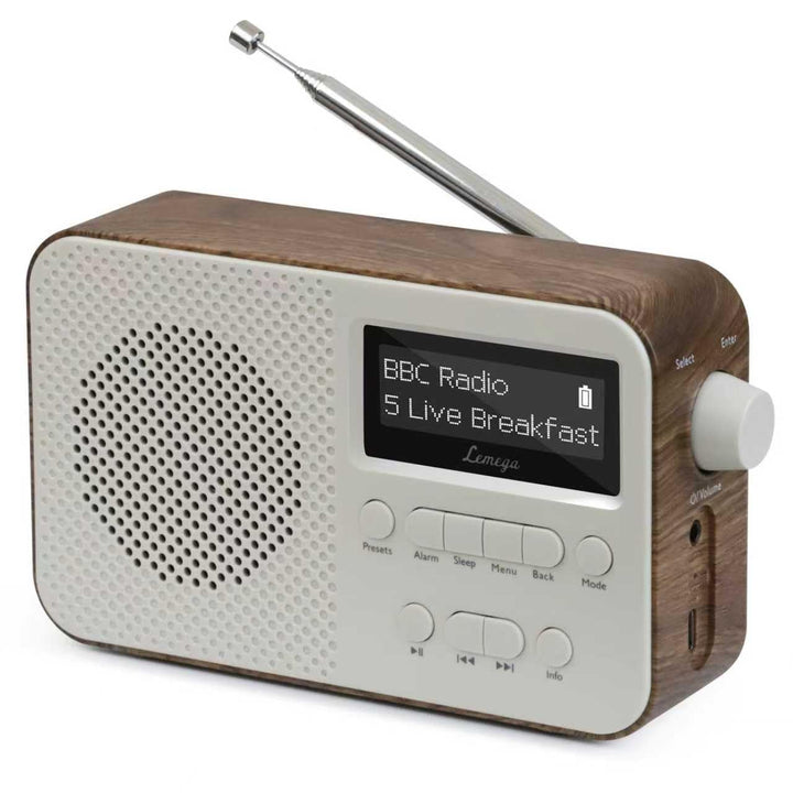 LEMEGA PR2-Max DAB/DAB+ Digitalradio,Bluetooth 5.3,AA-Batterie, Walnuss | 10std akku oder netzbetrie
