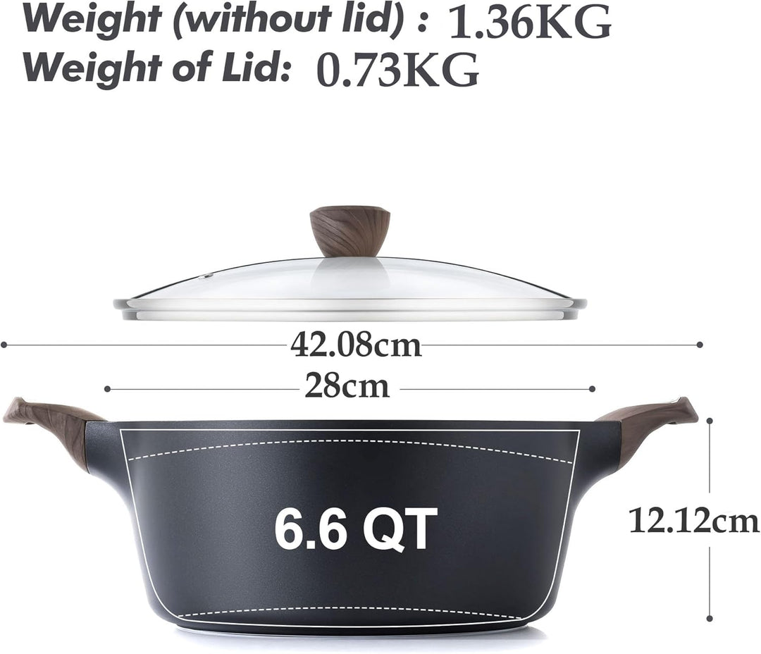SENSARTE Antihaftbeschichteter Suppentopf mit Deckel, 6.2L Suppentopf Auflauftopf, Gesunder Pastatop