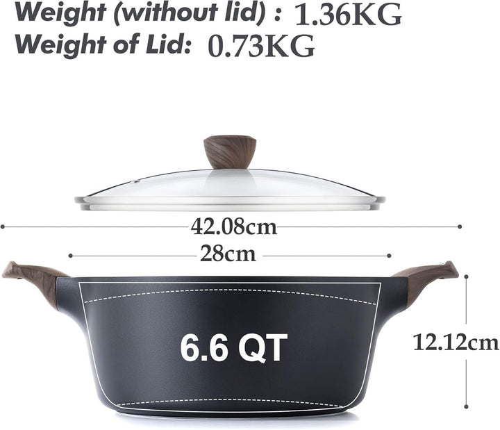 SENSARTE Antihaftbeschichteter Suppentopf mit Deckel, 6.2L Suppentopf Auflauftopf, Gesunder Pastatop