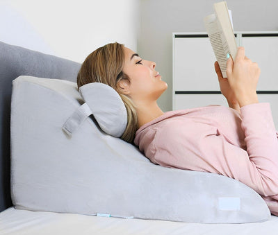 RELIVY - Lesekissen für Bett und Sofa, Ergonomisches Keilkissen, Rückenkissen, Lesekissen aus Memory