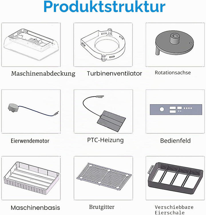 Smart Mini Egg Hatching 12 Eier Inkubator Automatische Temperaturregelung Hatcher für Hühner, Enten,