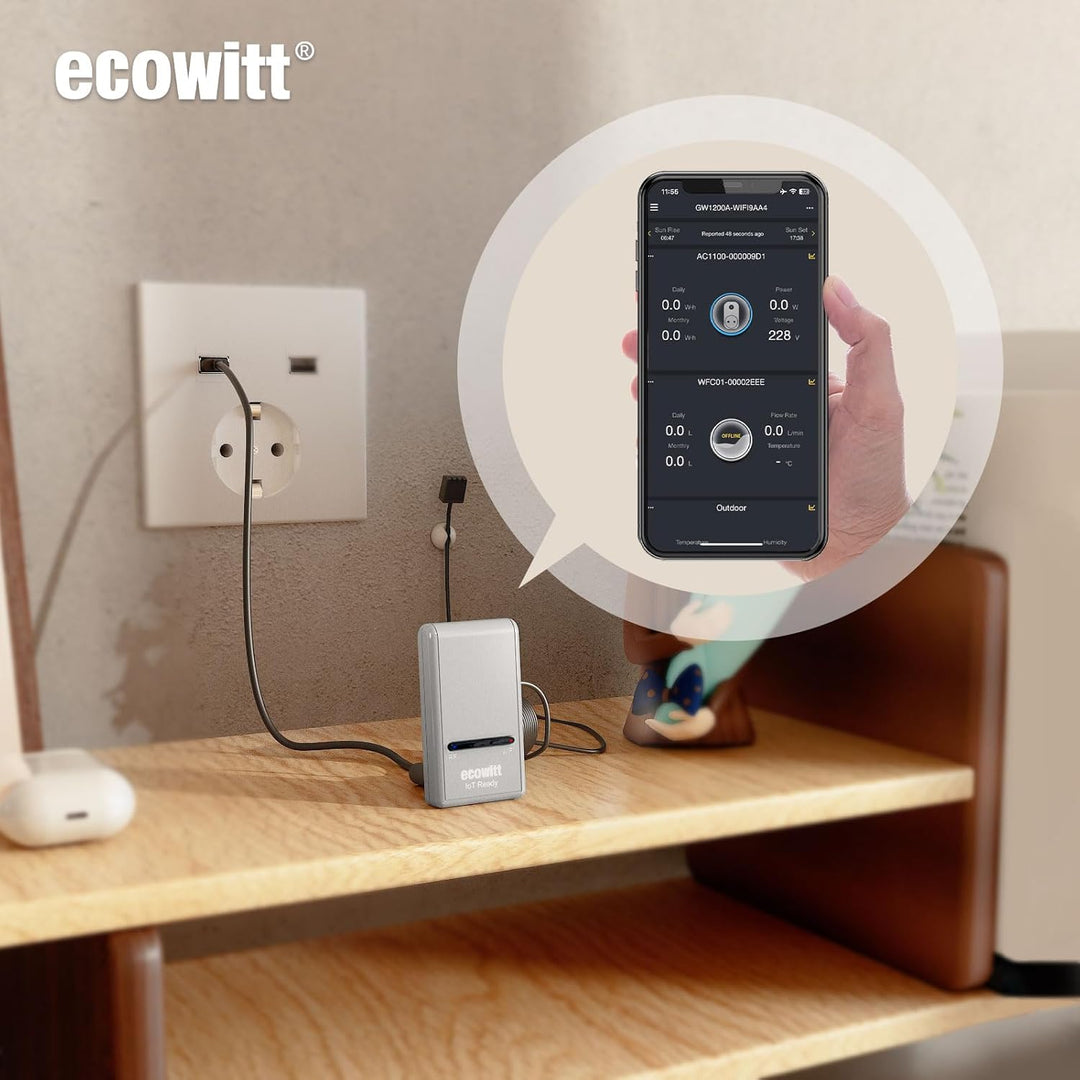 ECOWITT GW1210 WIFI Wetterstation, Gateway GW1200 + WS90 7 in 1 Aussensensor,Innentemperatur/Feuchte