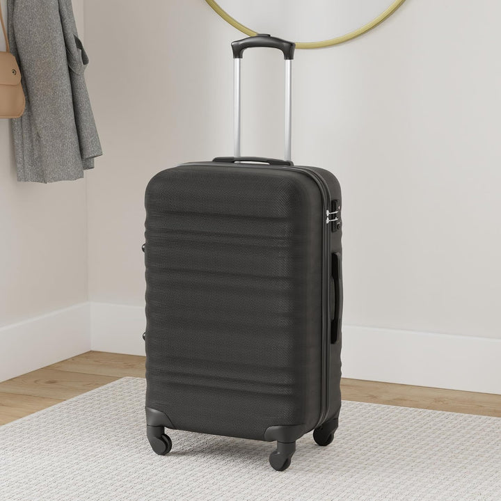 COOLIFE Hartschalen-Koffer Trolley Rollkoffer Reisekoffer mit TSA-Schloss und 4 Rollen (Schwarz, Gro