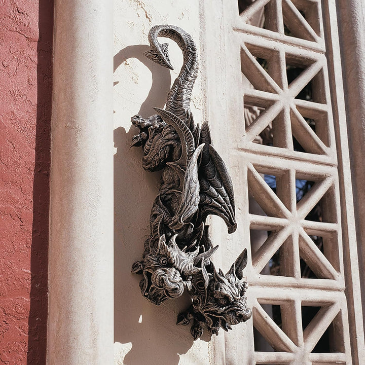 Design Toscano Hängender Drachen-Gargoyle mit Doppelkopf, Figur Single, Single