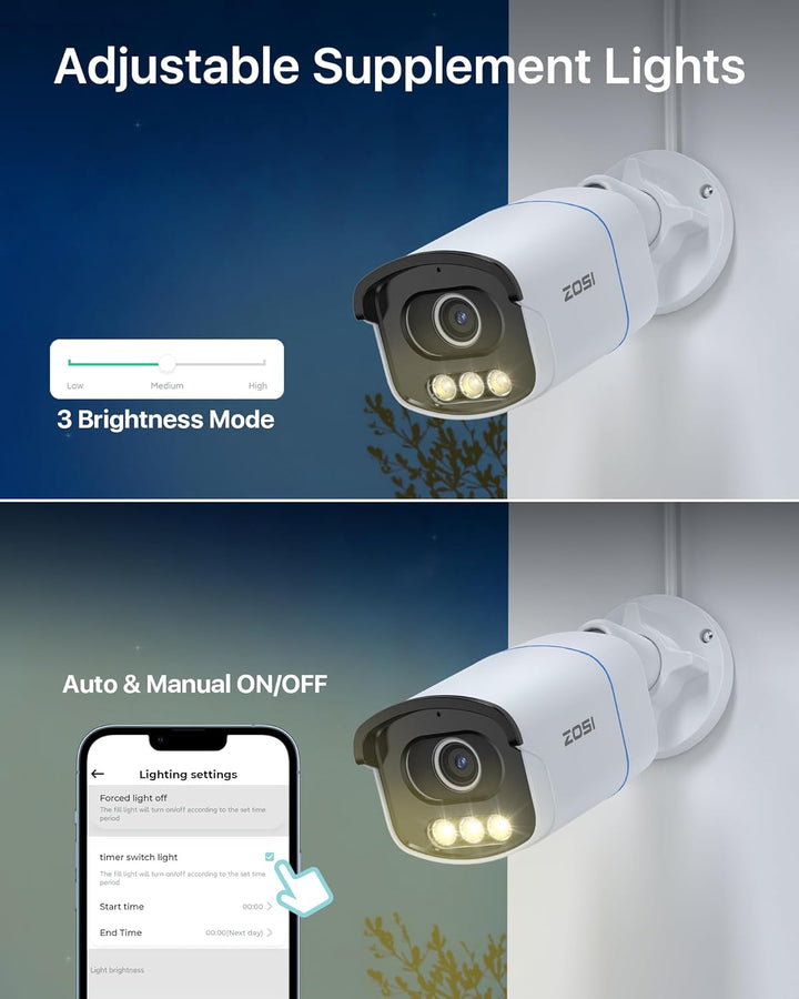 ZOSI 5MP 3K PoE Überwachungskamera Aussen, PoE Outdoor IP Kamera mit Echt Vollfarbnachtsicht, F1.0 G