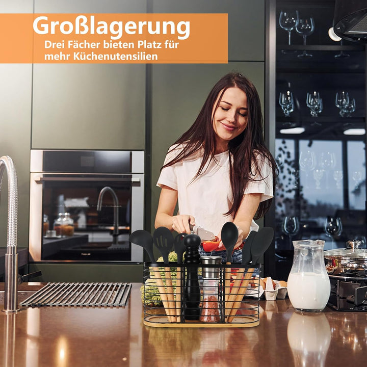 buysigo Küchenutensilienhalter，Besteckhalter aus Metall - Perfekte Organisation für Ihre Küche ，gros