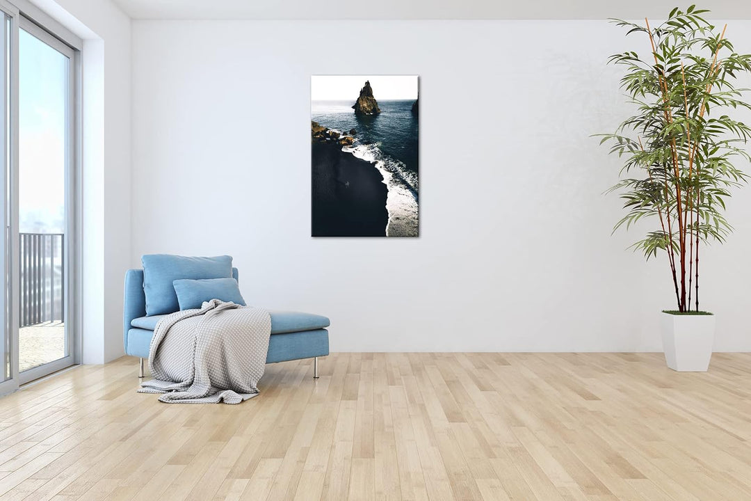 deyoli steinige Küste Format: 80x60 cm als Leinwandbild, Motiv fertig gerahmt auf Echtholzrahmen, Ho