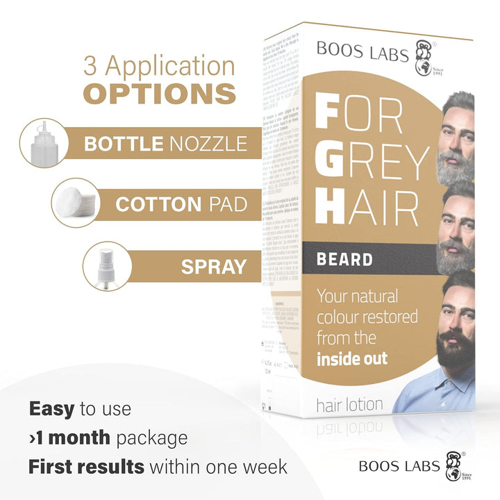 BOOS LABS For Grey Hair for Beard Gegen graues Bart, gesunde Alternative zu Bart Färben, Bartwurzel-