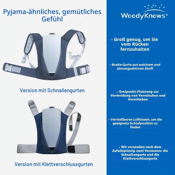 WoodyKnows 2023 Neu verbesserter Seitenschlaf-Rucksack │ Anti-Schnarch-Hilfslösung │ Schlafposition-