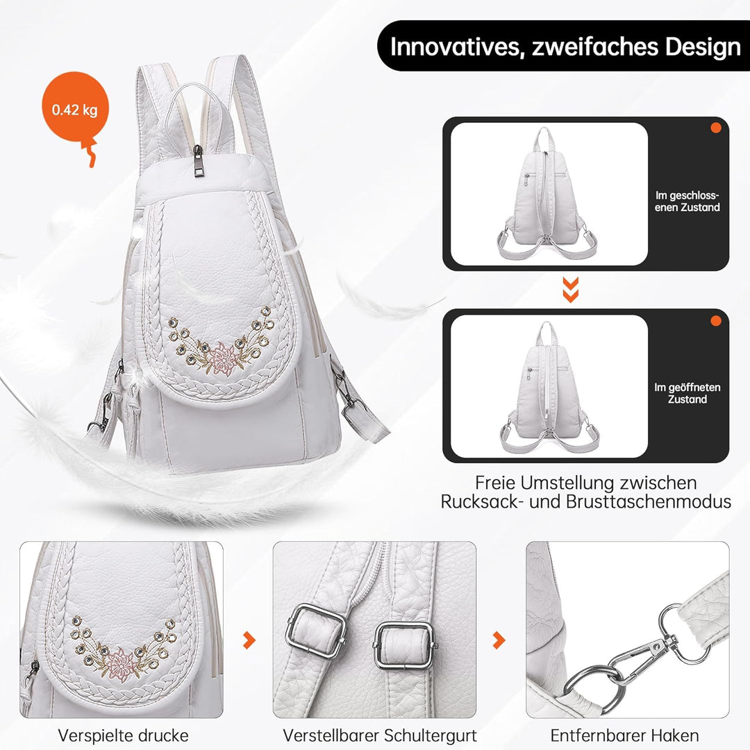 DIRRONA Rucksack Damen Beiläufig Kleine Brusttasche für Damen Multifunktionale Reise Wasserdicht Sch